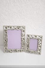 Image of Silver Floral Metal Photo Frame Set – 5x3.5 & 3x2 Photos