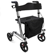 Image of Lightweight Foldable Rollator w/ Seat Storage Bag Walking Frame Mobility Walker