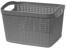 Image of 6.6L Loop Effect Grey Rectangle Plastic Storage Basket 26cm x 17cm x 20cm