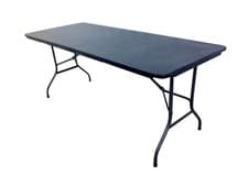 Image of 2x Heavy Duty Black 1.8m Folding Table 6FT Foot Catering Camping Trestle Market