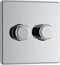 Image of Newlec & BG Electrical Screwless Flat Plate Dimmer Light Switch, Polished Chrome