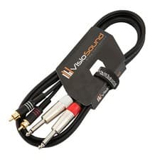 Image of 2 x 6.35mm 1/4" Mono Jack to 2 x RCA Phono Plug Twin Lead / Audio Signal Cable