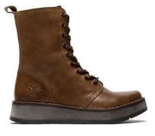 Image of Fly London Womens Tan RAMI043 Boots Casual Leather Lace-up Ankle Size UK 3-8