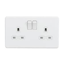 Image of Screwless 13A 2G DP switched socket - Matt white SFR9000MW knightsbridge