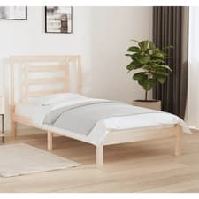 Image of WALPLUS Solid Pine Single Bed Frame 90x190 cm Wooden Bedstead Slatted