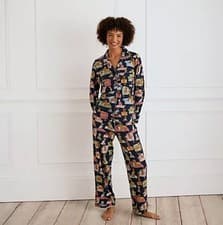 Image of Chelsea Peers Dog Long Button Up PJ Set. Navy. Size 14. BNWT.