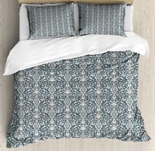 Image of Damask Duvet Cover Set Leaves and Buds