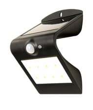 Image of Luceco Outdoor Garden Solar Guardian Security Sensor Wall Light with PIR - Black