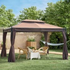 Image of 3x4M Garden Metal Gazebo Marquee Patio Party Tent Canopy Shelter w/ 2-tiers Roof