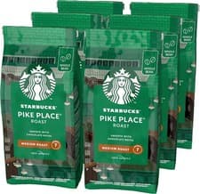 Image of STARBUCKS Pike Place Roast, Medium Roast, Whole Bean Coffee 200g (Pack of 6)