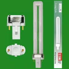 Image of 2x 11W G23 2 pin Low Energy CFL PL-S PLS Stick Light Bulbs 3500K White Lamp