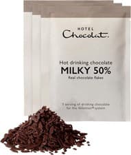 Image of Hotel Chocolat Milky 50% Hot Chocolate Sachets Luxury Flakes Vegeterian 20x35g
