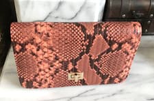 Image of Accessorize Small Handbag Orange & Black Snake Skin Print Long Chain Strap