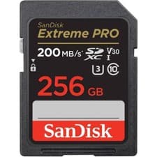 Image of SanDisk Extreme PRO SDXC card 200MB s UHSI U3 V30 256GB SDSDXXD-256G-GN4IN