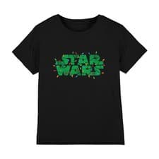 Image of Star Wars Christmas Lights Logo Kids T-Shirt Black