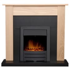 Image of Adam Southwold Fireplace in Oak & Black with Colorado Electric Fire in Black,...