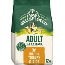 Image of 12kg James Wellbeloved 1-7 Years Adult Dry Dog Food Rich in Turkey & Rice