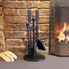 Image of 5 PIECE COMPANION SET BLACK FIRESIDE FIRE TOOLS FIREPLACE HEARTH POKER BRUSH