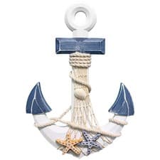 Image of BLLREMIPSUR Anchor Wall Hanging Decor, Nautical 33L x 22.5W cm, Blue,White