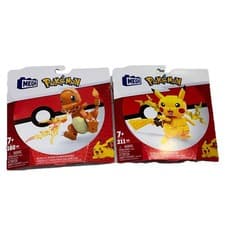Image of MEGA Pokemon Pikachu & Charmander Construx Building Set BRAND NEW SEALED BUNDLE