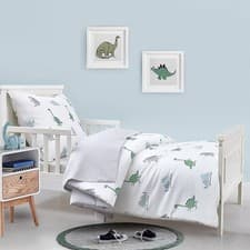 Image of Hello Spud Dinosaur Toddler 4 Piece Bedding Set NEW Organic Cotton MSRP $120
