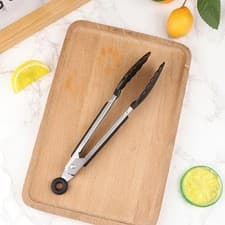 Image of Premium Silicone Kitchen Tongs Heat Resistant Cooking BBQ Stainless Steel Handle