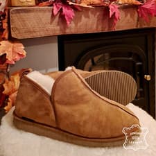 Image of Women's Genuine Sheepskin Bootie Slippers Luxury Merino Lambskin Boot Slipper