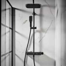 Image of Triton Push Button Bar Diverter Thermostatic Mixer Shower Set - Black SWPBDIVBLK