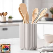 Image of Modern Ribbed Utensil Holder – Sleek & Stylish Storage, Utensil Basket(DEL-0208)