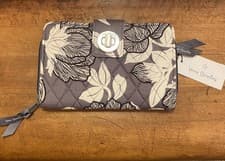 Image of NWT—Vera Bradley Turnlock RFID Wallet—Moon Shadow Meadow—Grey—$75 MSRP—Exact