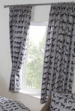 Image of Wild Spirit Grey Black Horses 66" x 72" Ready Made Pencil Pleat Curtains 