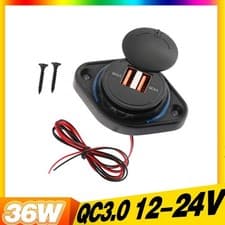 Image of Waterproof 36W Dual USB QC 3.0 Fast Car Charger 12V 24V For Boat RV Truck
