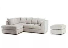 Image of JUMBO CORD LEFT / RIGHT HAND CORNER SOFA SUITE SET + FOOTSTOOL GREY BLACK BROWN