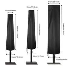 Image of Waterproof Parasol Cover with Zipper Outdoor Garden Patio Black Umbrella Cover