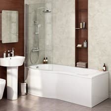 Image of DIAMOND P SHAPED SHOWER BATH - 1700MM WITH SCREEN - LEFT HAND