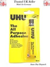 Image of Genuine UHU ALL PURPOSE GLUE 20ml 35ml 60 25ml SIZE TUBES STRONG CLEAR ADHESIVE