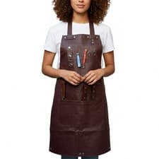 Image of Genuine Leather Butcher Apron BBQ Kitchen Cooking woodwork Barber Aprons