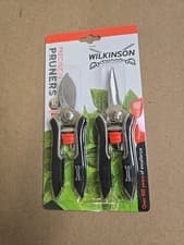 Image of Wilkinson Sword Precision Bypass Pruner Secateurs Snips Twin Pack Gardening Set
