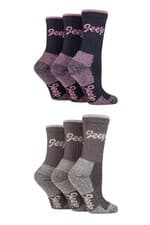 Image of Jeep Womens Boot Socks Luxury Terrain Plain Cotton 6 Pairs, Size 4-8 for Walking
