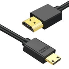 Image of HDMI to Mini HDMI 4K UHD Cable, 0.3m, 18Gbps, Gold Plated, Black