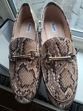 Image of Dune Guiltt Reptile Print Leather Snaffle Trim Loafer, Size 6/39, BNIB