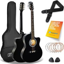 Image of 3Rd Avenue Full Size 4/4 Cutaway Acoustic Guitar Pack Bundle for Beginners - 6 M