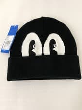 Image of Adidas Originals Eyes Beanie DW6716 Black Trefoil Logo Knit Hat BNWT Woolly Hat