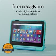 Image of Amazon Fire HD 8 Kids Pro tablet, 2024 Model! Ages 6–12, 3GB/32GB -Teal! UK NEW