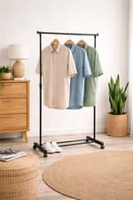 Image of Heavy Duty Metal Clothes Rail Storage Garment with Castor Wheels