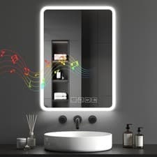 Image of 500 x 700 mm Bluetooth Bathroom Mirror with LED Lights Wall Mounted Demister UK