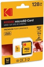 Image of KODAK 128GB Class 10 UHS-I U1 MicroSDXC Card with Adapter 10x 128GB, Yellow