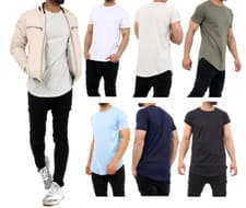 Image of 2x Men's Plain Short Sleeve T-Shirt Men Top Slim Fit Round Hem Casual Tops Crew