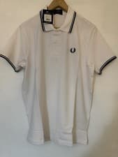 Image of Fred Perry Polo Shirt UK Men’s Size Extra Large White/Black 
