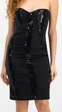 Image of GUESS Women's Pamela Strapless Sequin Denim Dress in Glam de Pailletes Sz S NEW
